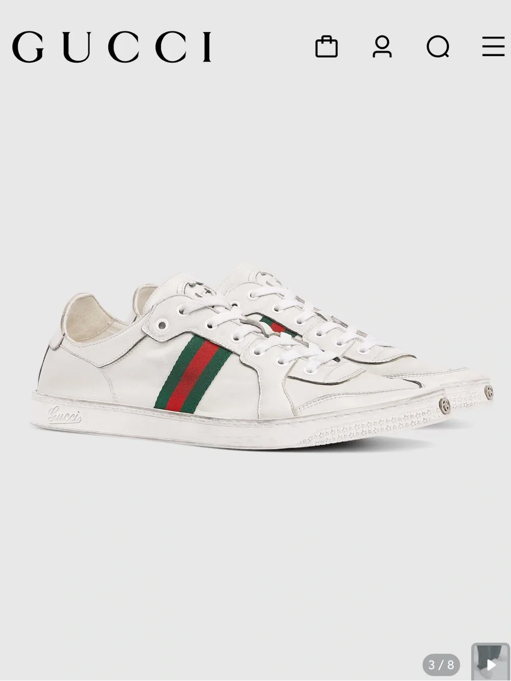 Gucci Men's Stretch low-top sneaker $980 white leather size 12 gently used